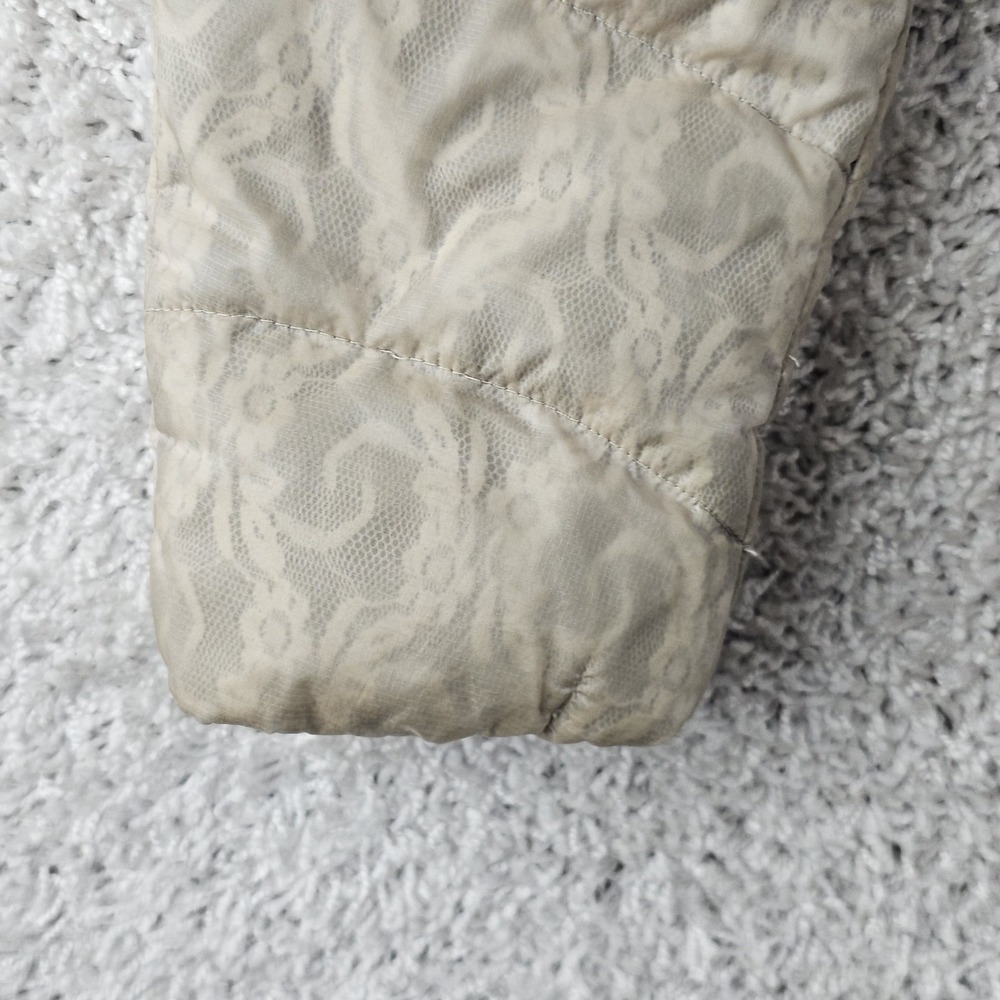 Eddie Bauer Goose Down Puffer Floral Lace Motif Snap Full Zip Jacket Size Small - Picture 6 of 14